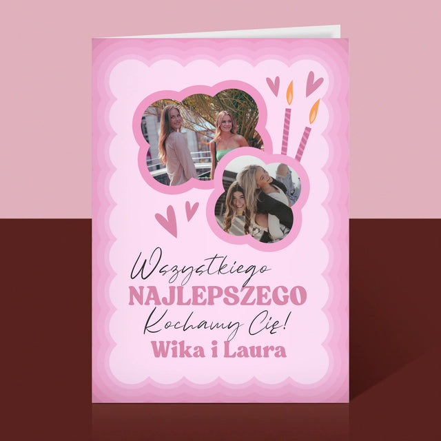 Fotokolaż: Różowe Urodziny - Kartka z Życzeniami