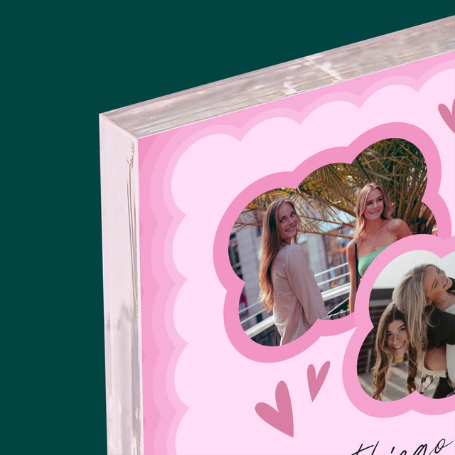 Fotokolaż: Różowe Urodziny - Blok Akrylowy z Nadrukiem