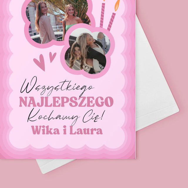 Fotokolaż: Różowe Urodziny - Kartka z Życzeniami