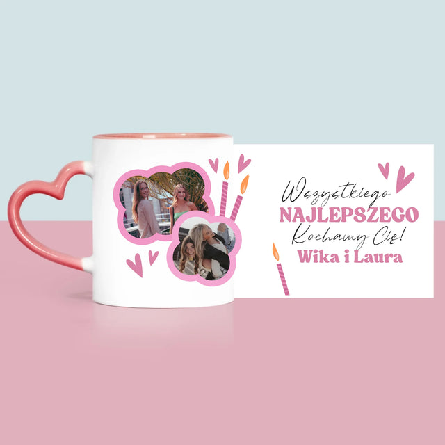 Fotokolaż: Różowe Urodziny - Kubek z Nadrukiem