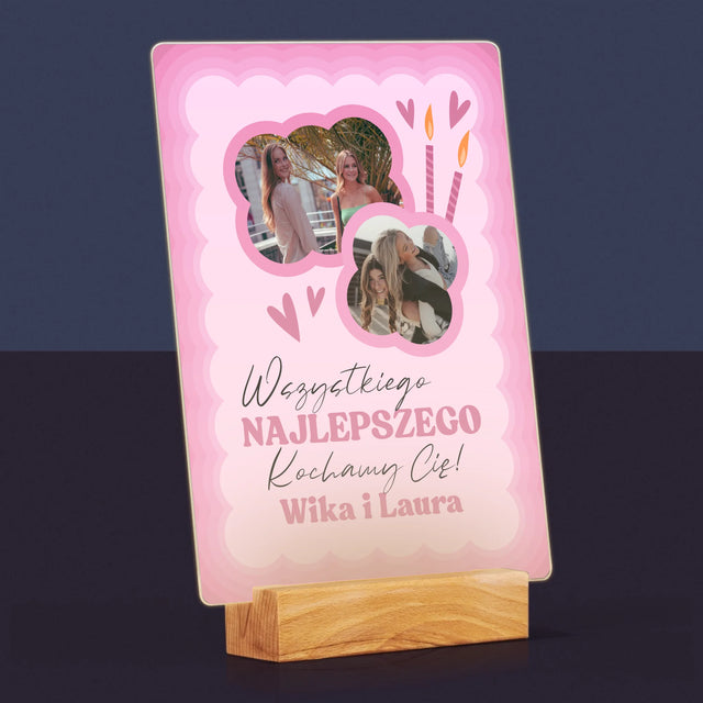 Fotokolaż: Różowe Urodziny - Wydruk Na Szkle Akrylowym