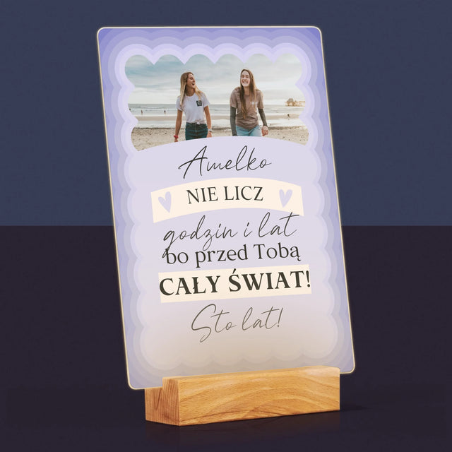 Zdjęcie i Podpis: Nie Licz Godzin i Lat - Wydruk Na Szkle Akrylowym