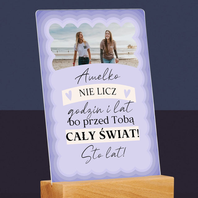 Zdjęcie i Podpis: Nie Licz Godzin i Lat - Wydruk Na Szkle Akrylowym