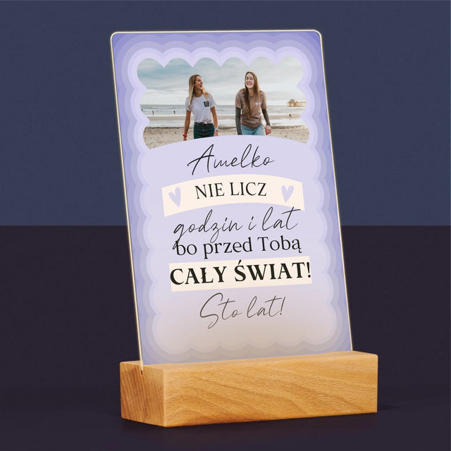 Zdjęcie i Podpis: Nie Licz Godzin i Lat - Wydruk Na Szkle Akrylowym