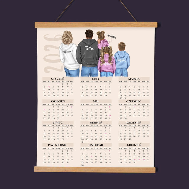 Kreator Postaci: Rodzina z Dziećmi - Kalendarz Plakatowy z Listwami