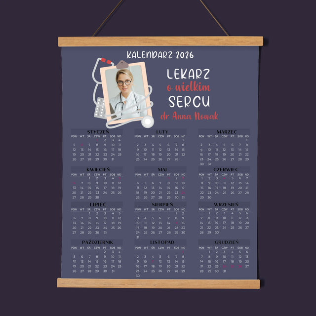 Zdjęcie i Podpis: Lekarz - Kalendarz Plakatowy z Listwami
