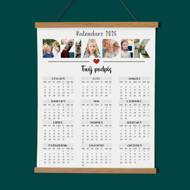 Słowo Ze Zdjęć: Dziadek - Kalendarz Plakatowy z Listwami