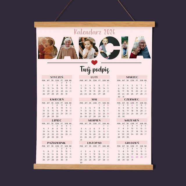 Słowo Ze Zdjęć: Babcia - Kalendarz Plakatowy z Listwami