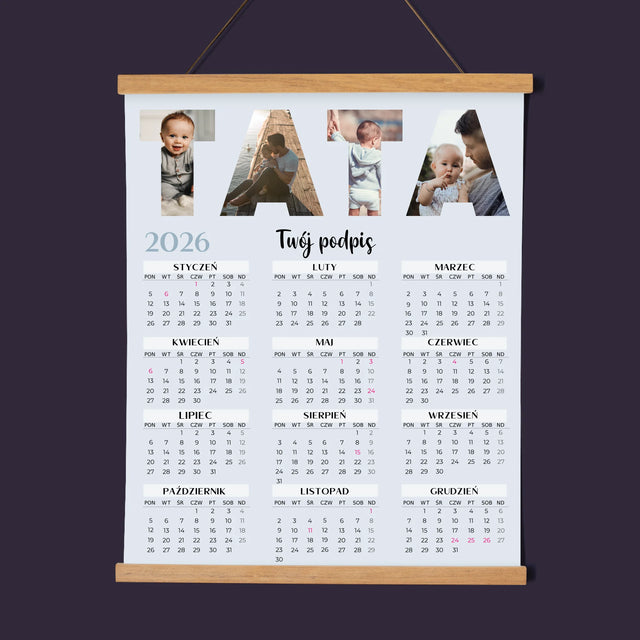 Słowo Ze Zdjęć: Tata - Kalendarz Plakatowy z Listwami