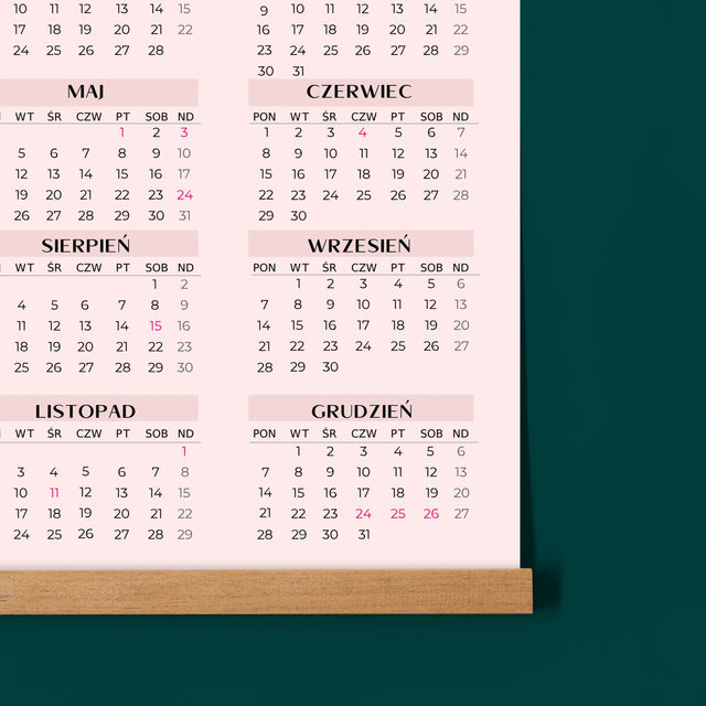 Słowo Ze Zdjęć: Mama - Kalendarz Plakatowy z Listwami