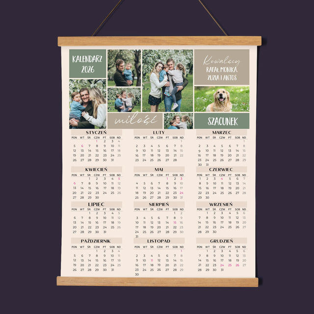 Fotokolaż: Rodzina - Kalendarz Plakatowy z Listwami