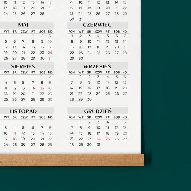 Fotokolaż: Kocham Cię - Kalendarz Plakatowy z Listwami