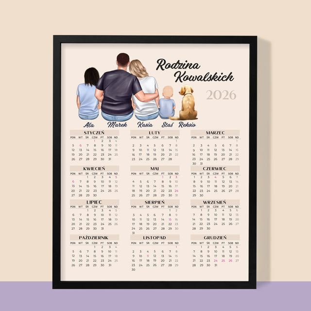 Kreator Postaci: Portret Rodzinny - Kalendarz w Ramce
