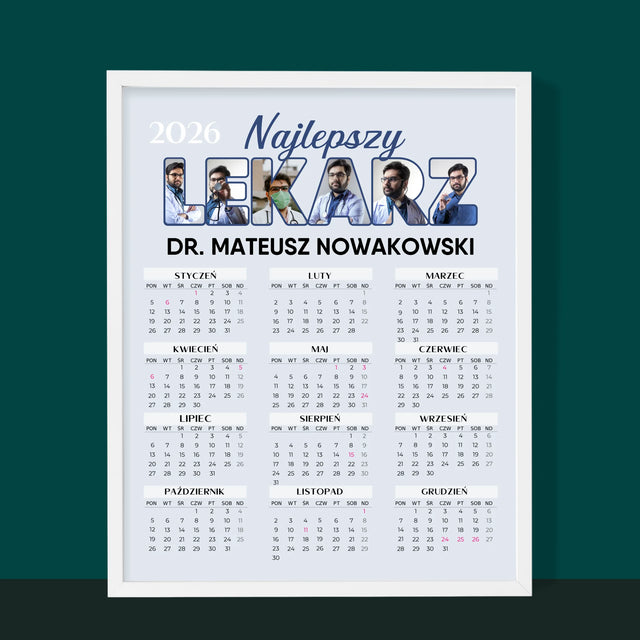 Słowo Ze Zdjęć: Najlepszy Lekarz - Kalendarz w Ramce