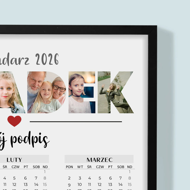 Słowo Ze Zdjęć: Dziadek - Kalendarz w Ramce