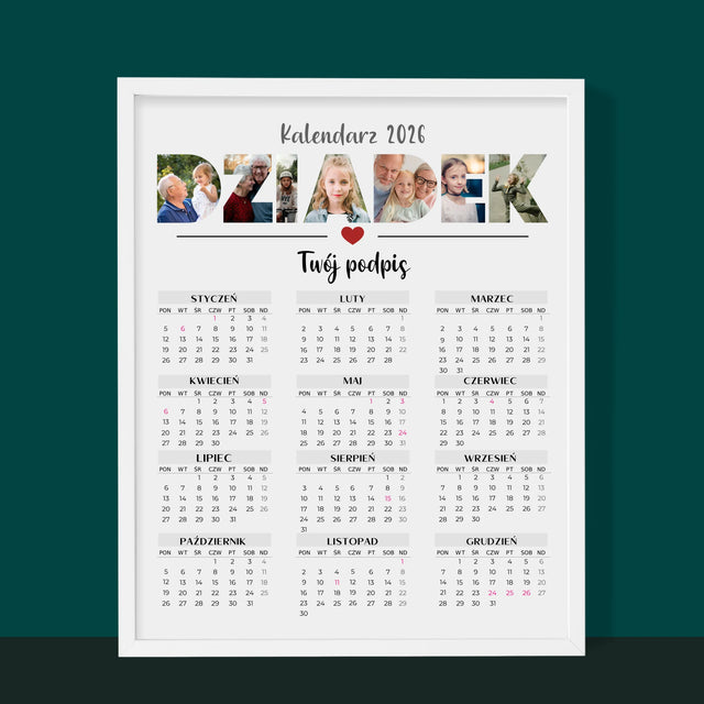 Słowo Ze Zdjęć: Dziadek - Kalendarz w Ramce