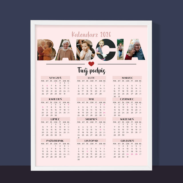 Słowo Ze Zdjęć: Babcia - Kalendarz w Ramce