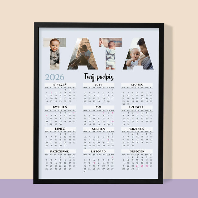 Słowo Ze Zdjęć: Tata - Kalendarz w Ramce