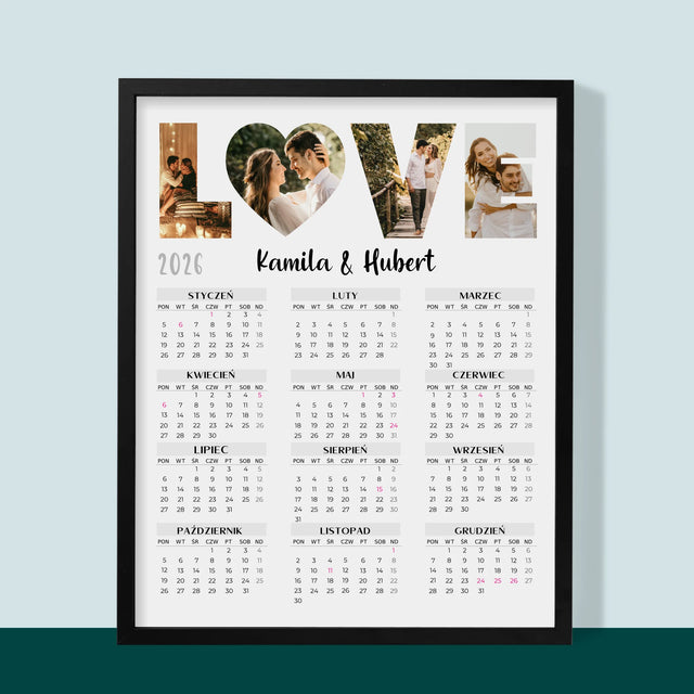 Słowo Ze Zdjęć: Love - Kalendarz w Ramce