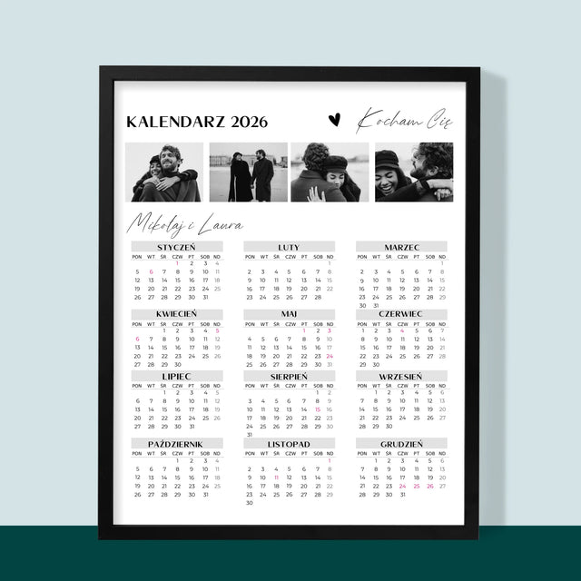 Fotokolaż: Kocham Cię - Kalendarz w Ramce