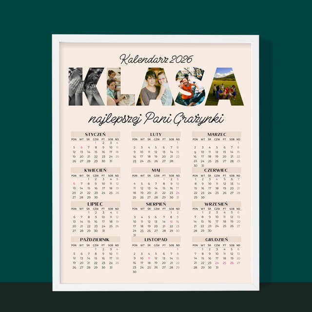 Słowo Ze Zdjęć: Klasa - Kalendarz w Ramce