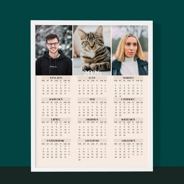 Fotokolaż: 3 Zdjęcia - Kalendarz w Ramce