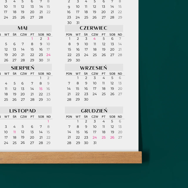 Fotokolaż: 14 Zdjęć - Kalendarz Plakatowy z Listwami