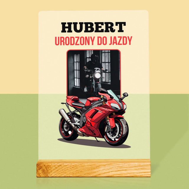 Zdjęcie I Podpis: Urodzony Do Jazdy - Wydruk Na Szkle Akrylowym