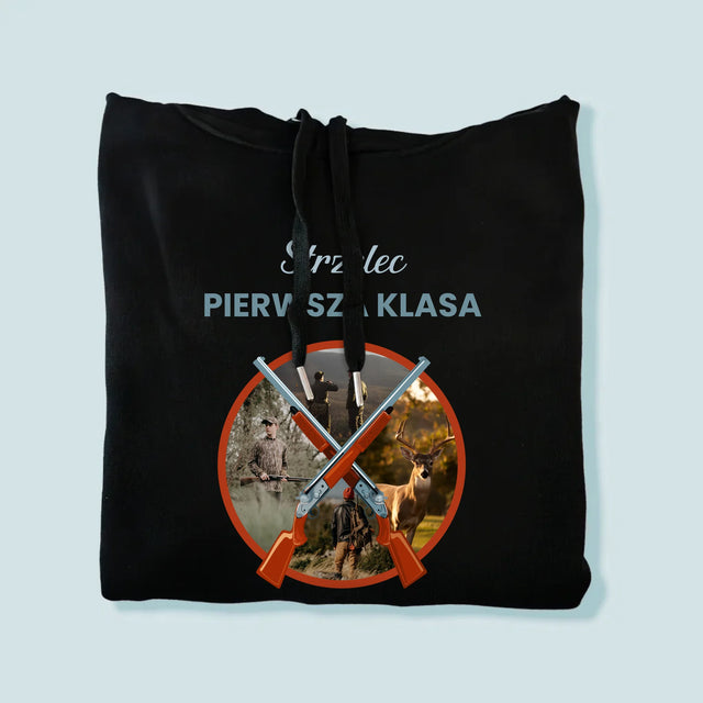Fotokolaż: Strzelec Pierwsza Klasa - Bluza Męska Z Kapturem