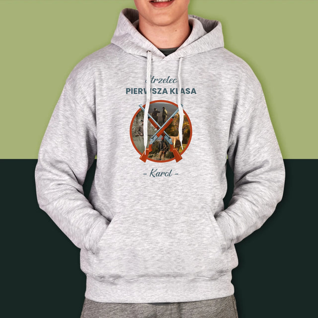 Fotokolaż: Strzelec Pierwsza Klasa - Bluza Męska Z Kapturem