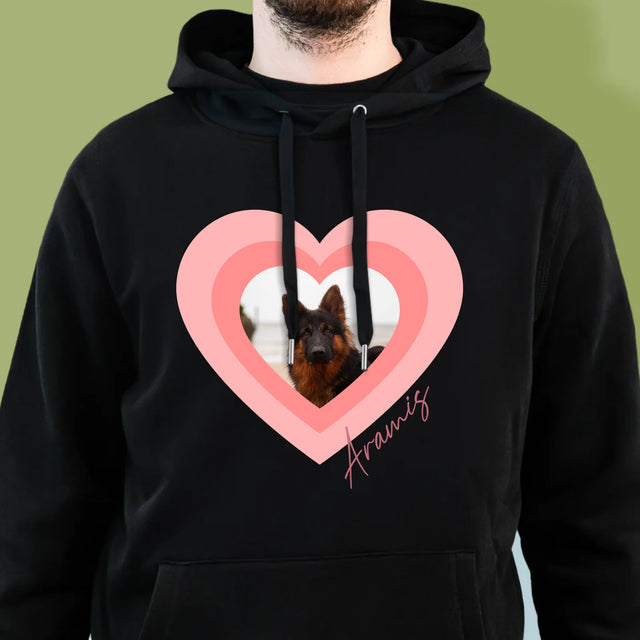 Zdjęcie i Podpis: Zdjęcie Pupila w Sercu - Bluza Męska z Kapturem