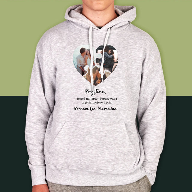 Fotokolaż: Walentynkowe Puzzle - Bluza Męska z Kapturem
