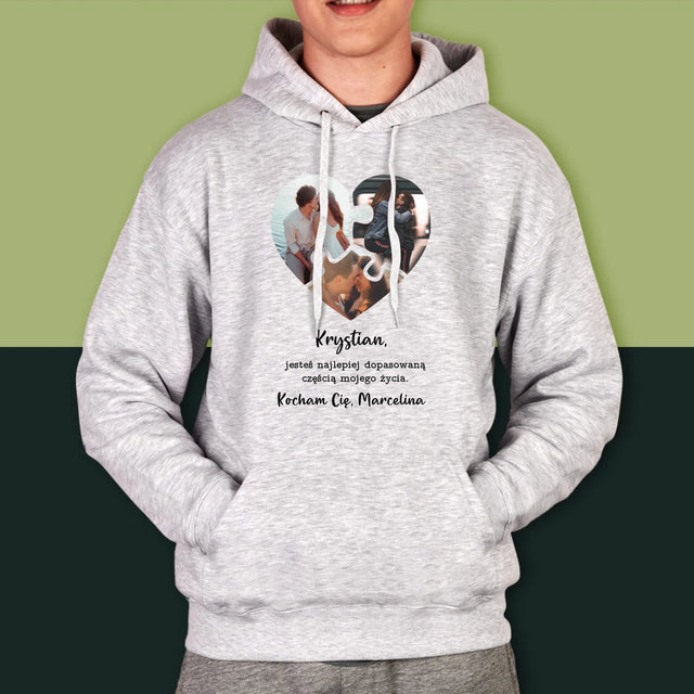 Fotokolaż: Walentynkowe Puzzle - Bluza Męska z Kapturem