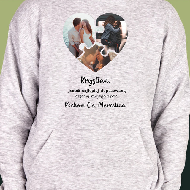 Fotokolaż: Walentynkowe Puzzle - Bluza Męska z Kapturem