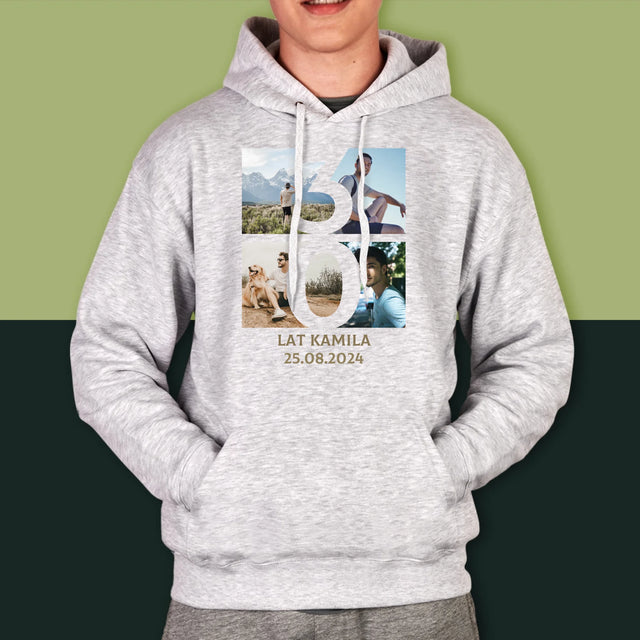 Fotokolaż: 30 Lat Cyfra Zdjęcia - Bluza Męska z Kapturem