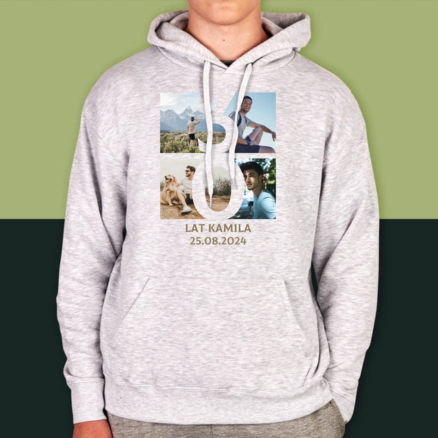 Fotokolaż: 30 Lat Cyfra Zdjęcia - Bluza Męska z Kapturem