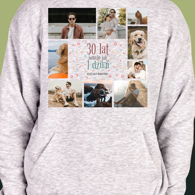Fotokolaż: 30 Lat Minęło - Bluza Męska z Kapturem