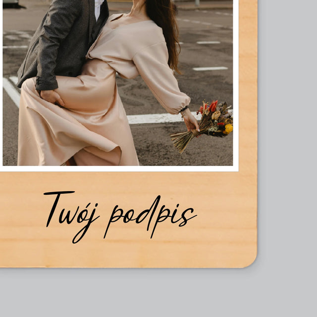 Zdjęcie i Podpis: Twoje Zdjęcie i Podpis - Magnes Drewniany