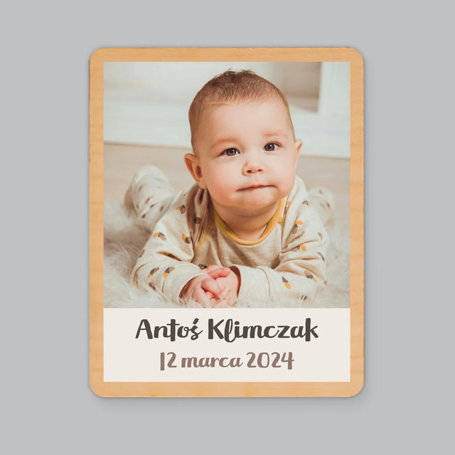 Fotokolaż: Narodziny Dziecka - Magnes Drewniany