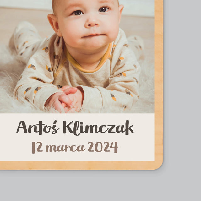 Fotokolaż: Narodziny Dziecka - Magnes Drewniany