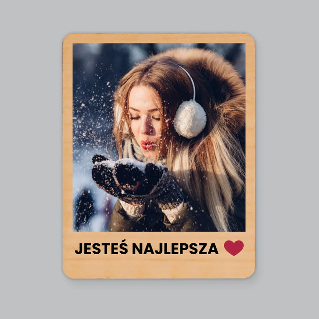 Zdjęcie i Podpis: Pozytywne Myśli - Magnes Drewniany