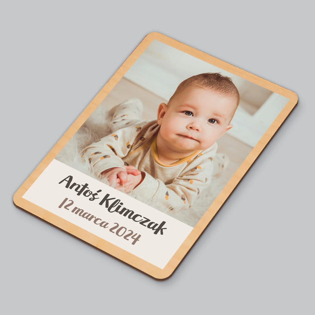 Fotokolaż: Narodziny Dziecka - Magnes Drewniany
