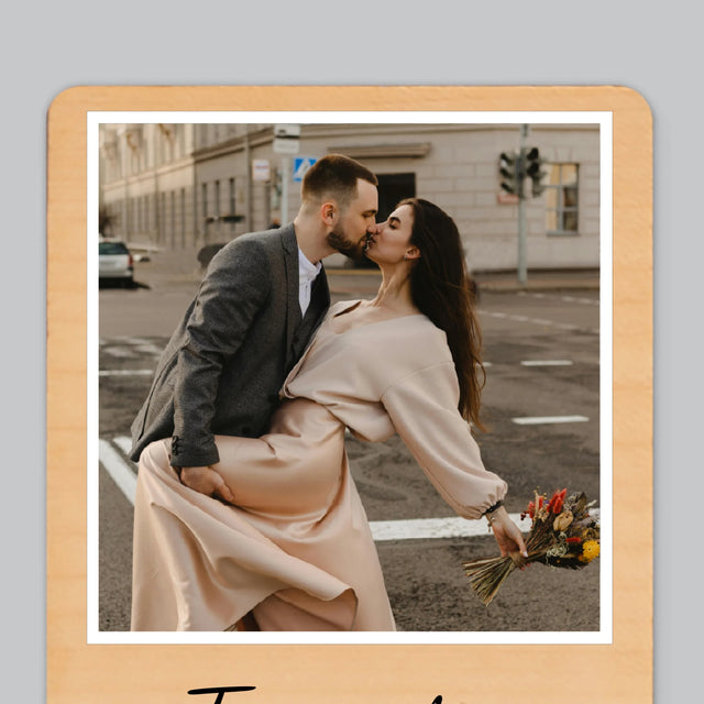 Zdjęcie i Podpis: Twoje Zdjęcie i Podpis - Magnes Drewniany