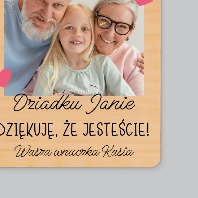Zdjęcie i Podpis: Podziękowania Dla Dziadków - Magnes Drewniany
