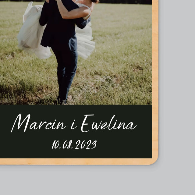 Zdjęcie i Podpis: Zdjęcie Ślubne - Magnes Drewniany