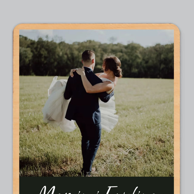 Zdjęcie i Podpis: Zdjęcie Ślubne - Magnes Drewniany