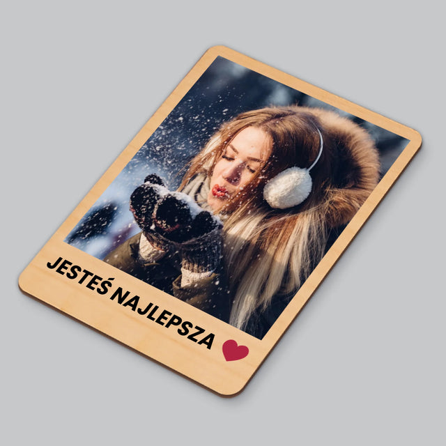 Zdjęcie i Podpis: Pozytywne Myśli - Magnes Drewniany