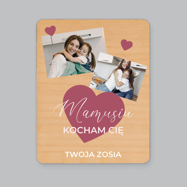 Fotokolaż: Mamusia - Magnes Drewniany