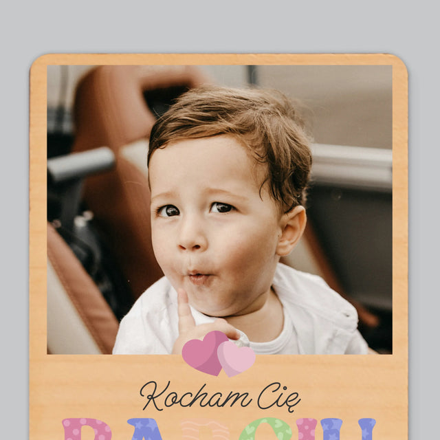 Fotokolaż: Kocham Cię Babciu - Magnes Drewniany