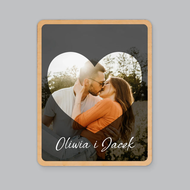 Fotokolaż: Data Ślubu - Magnes Drewniany